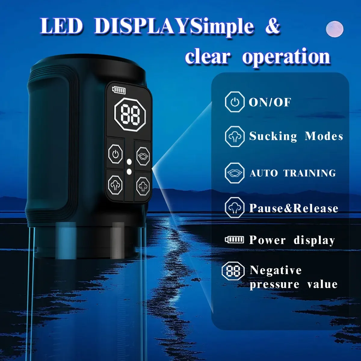 IPX5 مضخة القضيب المقاومة للماء مضخة تفريغ كهربائية ممتازة لتكبير متعة الرجال والصحة الحميمة مع 7 شفط وزارة الدفاع 18