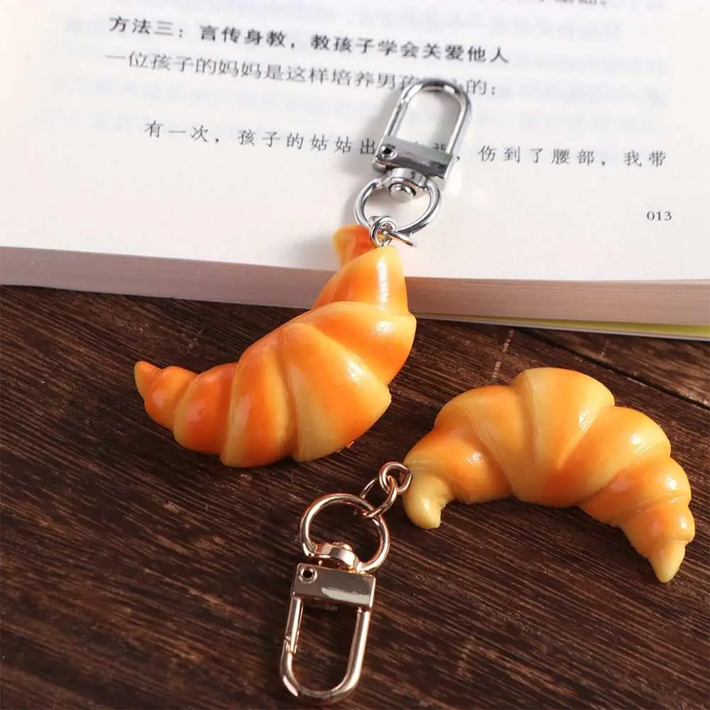 Funny Croissant Keychain Cartoon Keyring Simulation Food Toy Children Gifts Creative Cute Food Model Pendant Backpack Decor