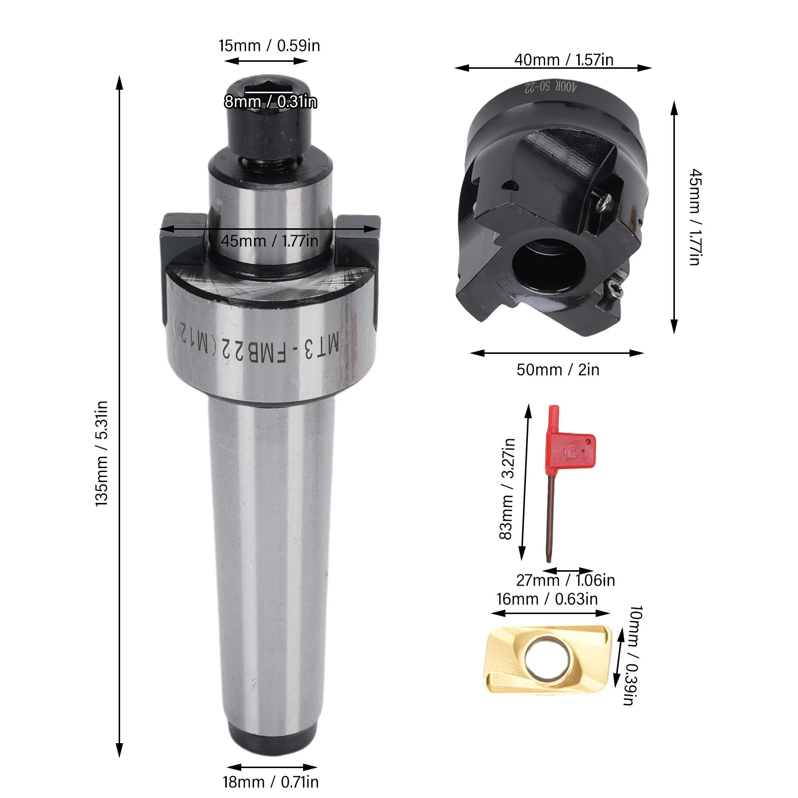 

Набор торцевых фрез 400R 50 22 Фреза MT3-FMB22 Удлинитель держателя Apmt1604 Твердосплавные вставки Высокоскоростная индексируемая торцевая фреза