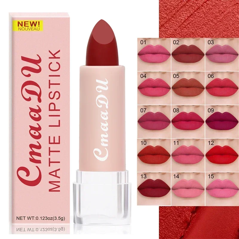 Mujer Sexy 15 colores terciopelo mate lápiz labial tinte para labios de larga duración impermeable taza antiadherente cosméticos para labios maquillaje de labios