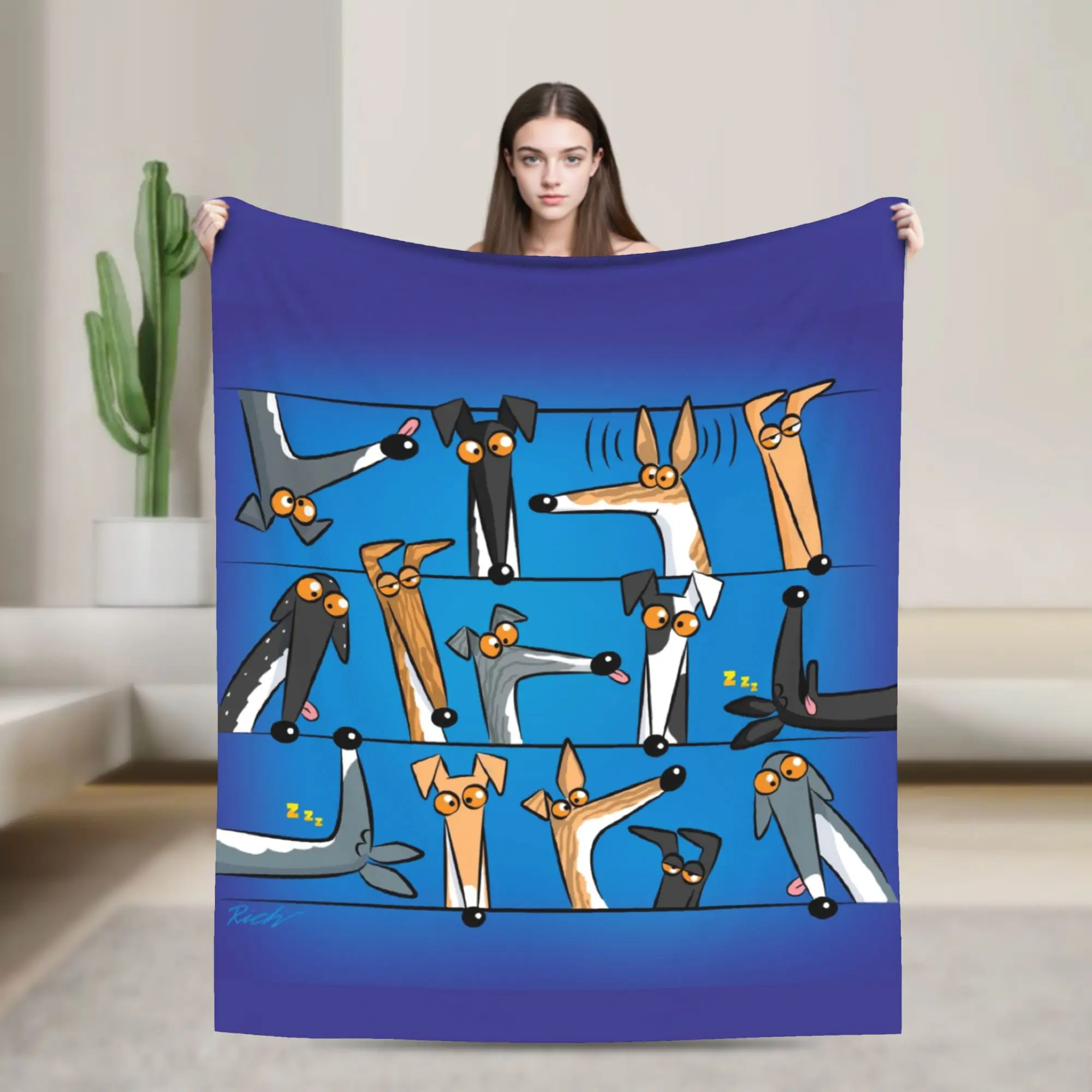 Heads Up! Blankets Greyhound Whippet Lurcher Dog Fleece Funny Warm Throw Blankets for Home  Winter