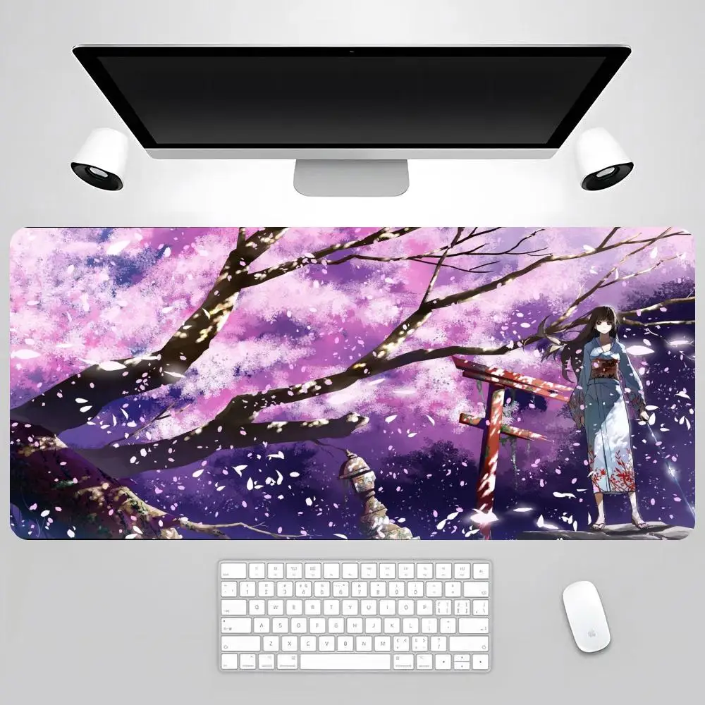 

Japanese Cherry Blossoms MousePad Natural Rubber Desk Pad XXL Play mat Gaming PC Accessories Mouse Desk Mat Pad For Office Pad