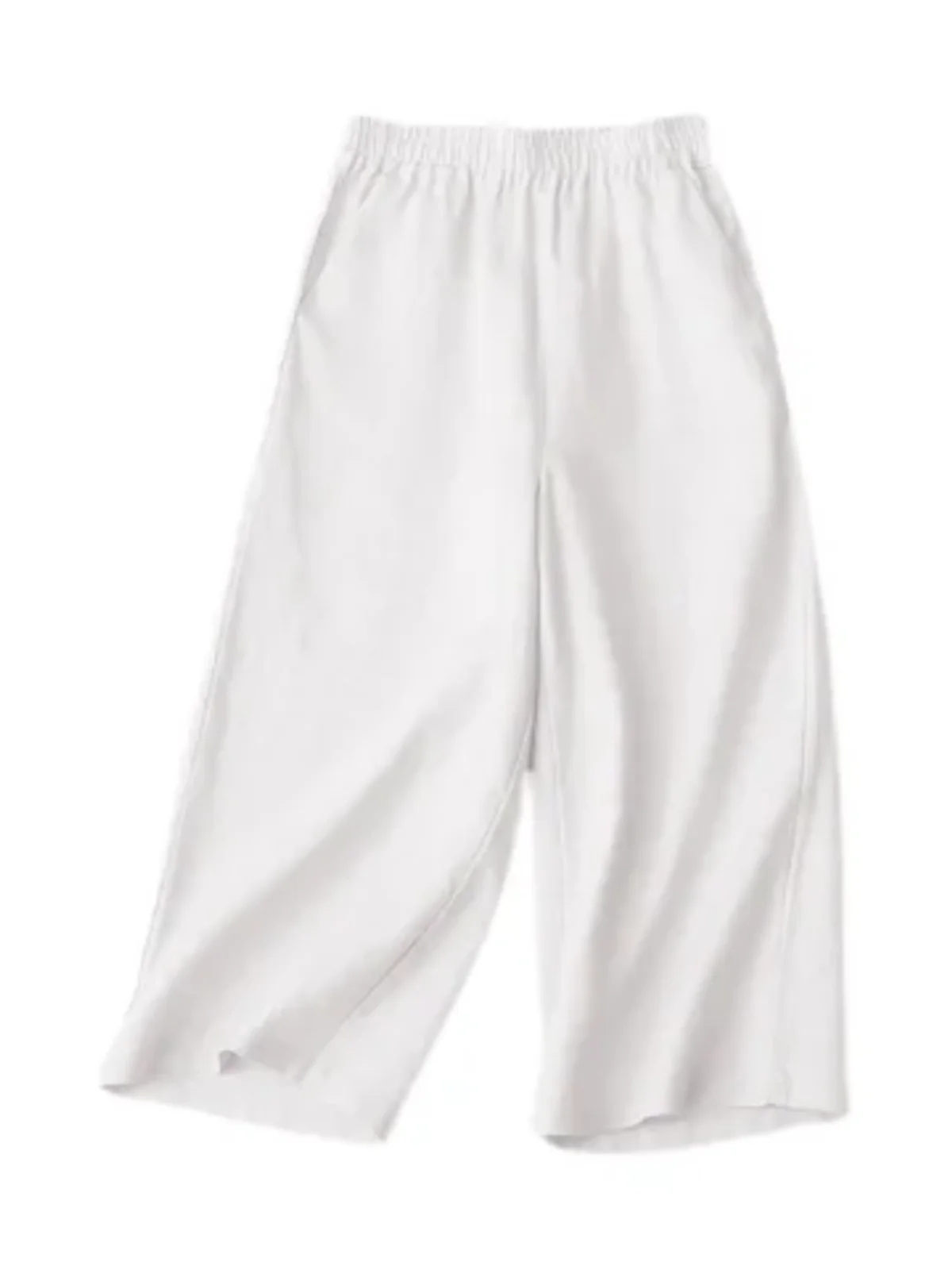 Pantalons larges en coton et lin pour femmes, été, nouveau, coupe droite, fin, décontracté, grande taille, pantalon à neuf points, taille haute, pour le travail