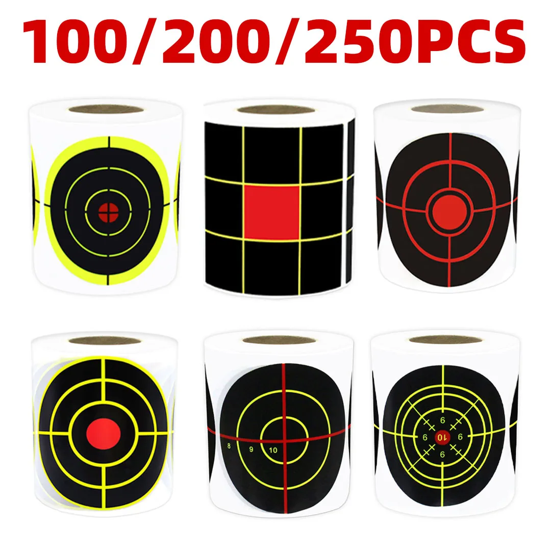 100/200/250Pcs Splatter Splash Paper Per Roll 3inch Adhesive Shooting Shooting Reactive Practice Training