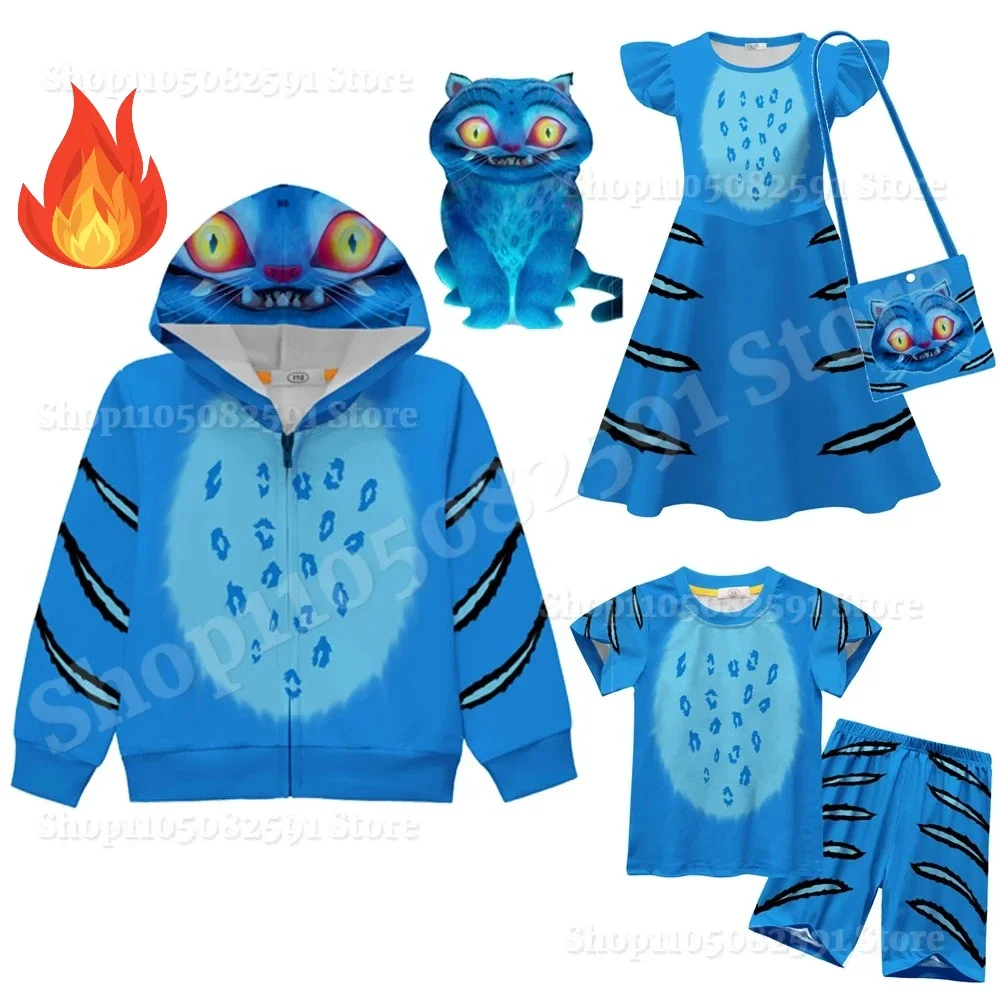 

2025 Demon Hunters Costume Kids Kawaii Tiger Print Cosplay Costume Girls Dress Boys T Shirt Shorts Coats Halloween Birthday Gift