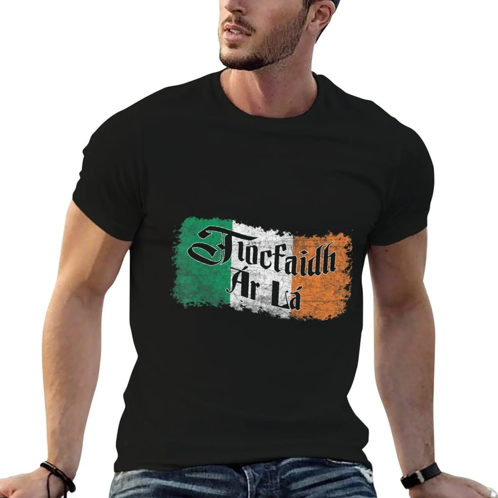 Tiocfaidh Ar La Vintage Ireland Irish Flag T-Shirt cotton t shirts high quality printed t shirts for man T-Shirt