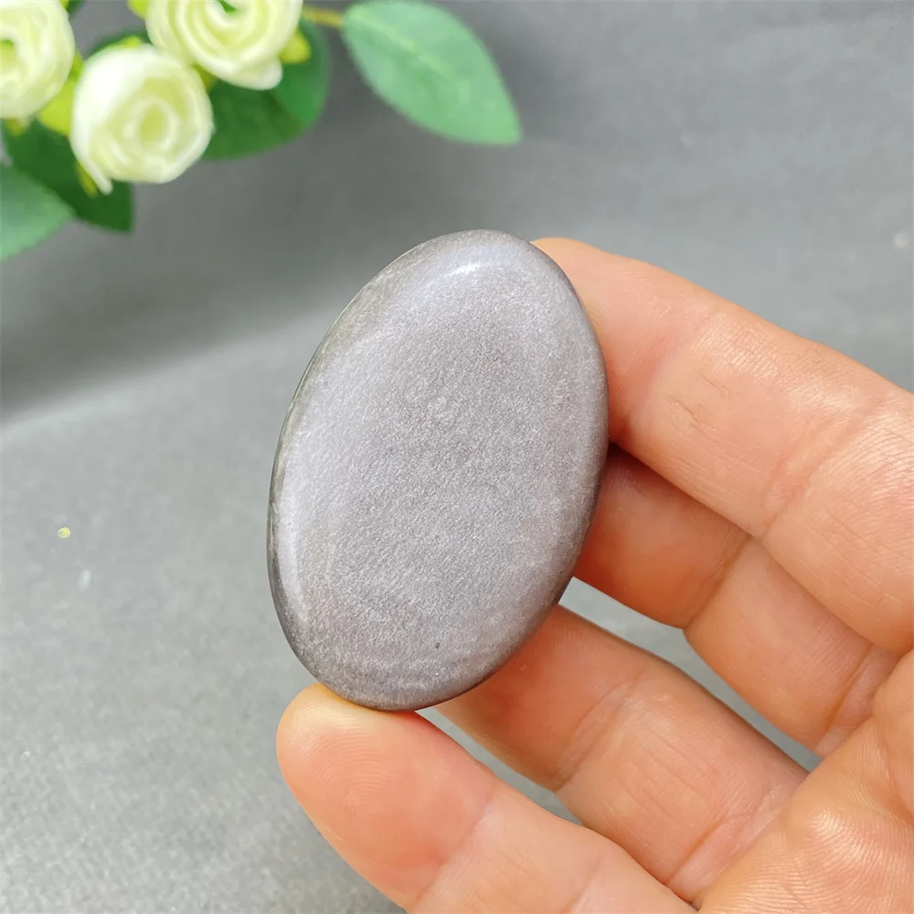 

Natural Silver Obsidian Crystal Stone Yoga Palm Full Body Massage Home Decor Ornament Beautiful Healing Gemstone