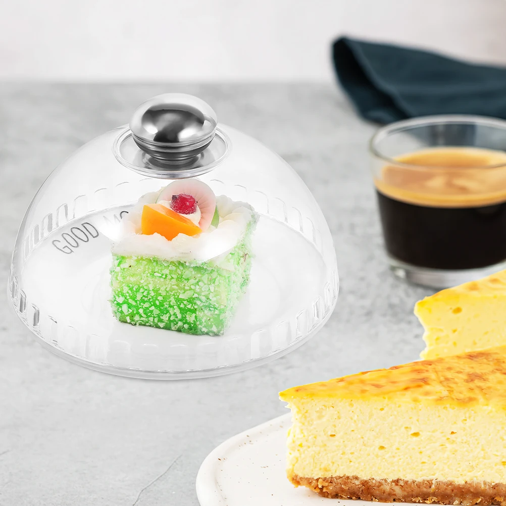 

Stainless Steel Handle Plastic Cake Dome Transparent Food Cover Protective Lid For Desserts Buffet Wedding Party Reusable