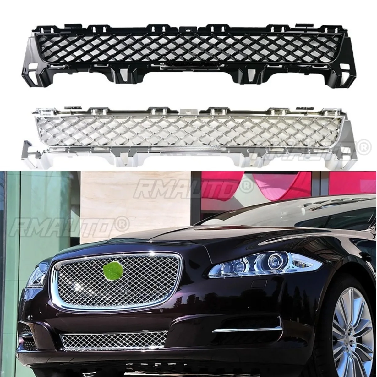 ل جاكوار XJ 2010-2015 مجموعات التصميم سيارة المصد الأمامي شواء تنفيس السيارة الجبهة شواء تنفيس الهواء منفذ تنفيس الهواء يغطي طقم الجسم الذقن