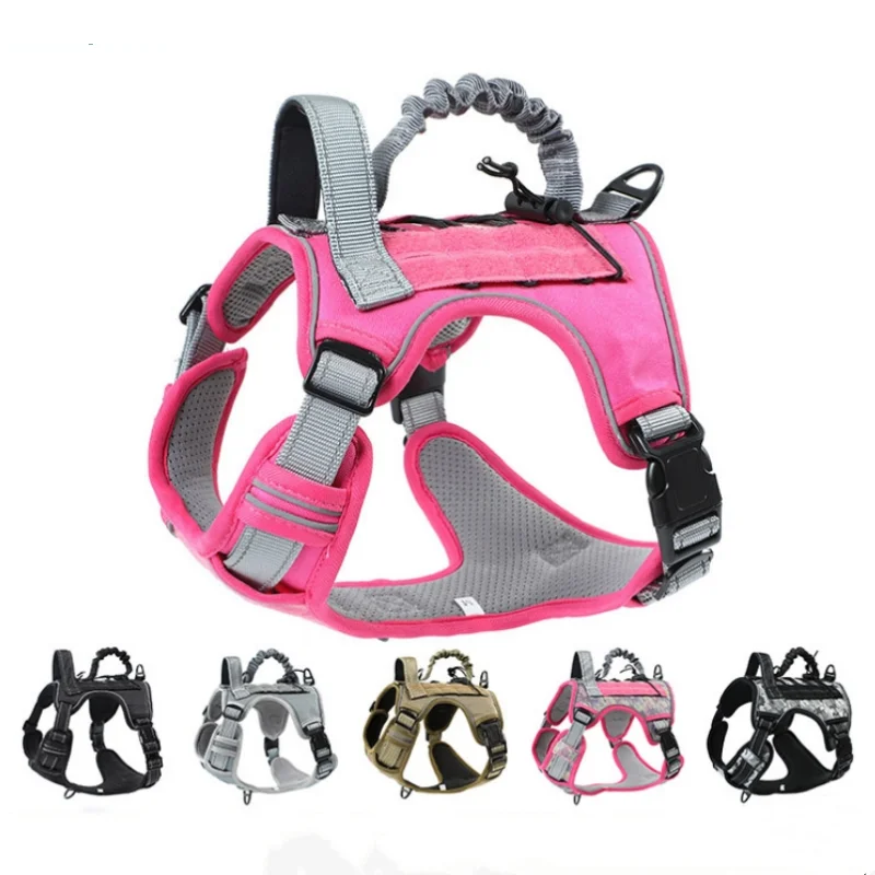 Military Dog Harness for Large Medium Dogs, Pink Harness, Adjustable Pet, German Shepherd, Tactical Training Vest