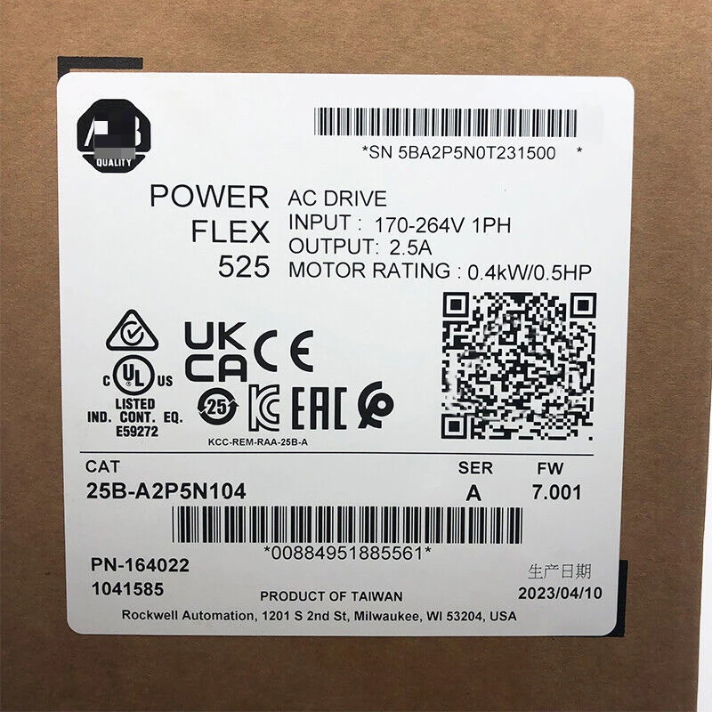 25B-A2P5N104 New PowerFlex 525 0.4KW(0.5HP) AC Drive 25B-A2P5N104