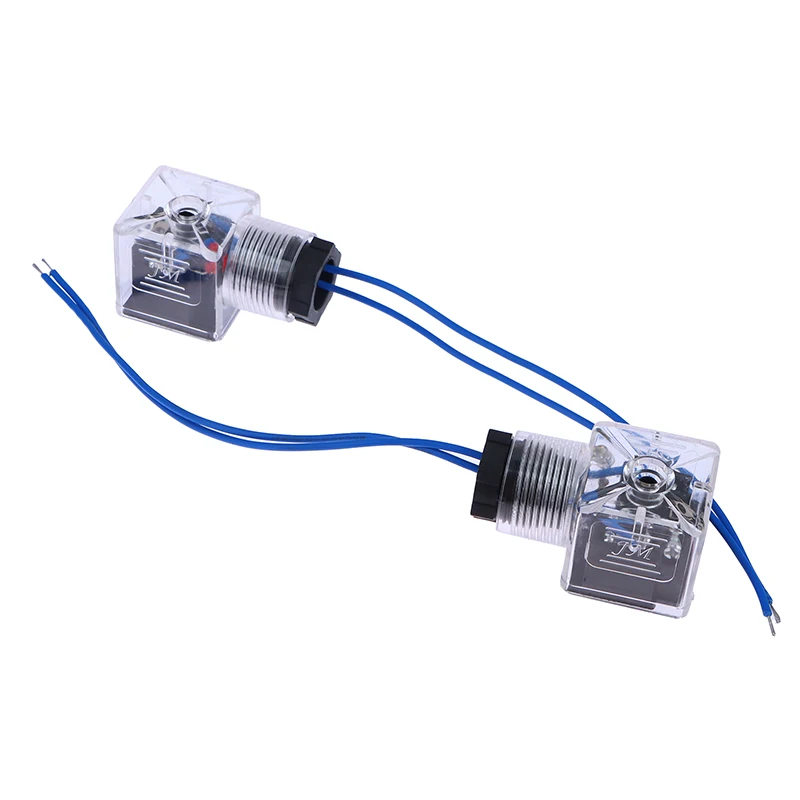 Hydraulic Solenoid Valve Plug Electromagnet Junction Box With Lamp DC 24V/AC 220V Transparent Pneumatic Lamp Holder Accessories