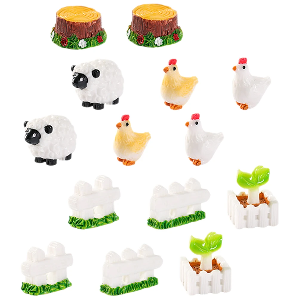 

14 Pcs Resin Accessories Mini Poultry Model S Table nament Tiny Chicks Layout Material DIY Craft Miniature Animal