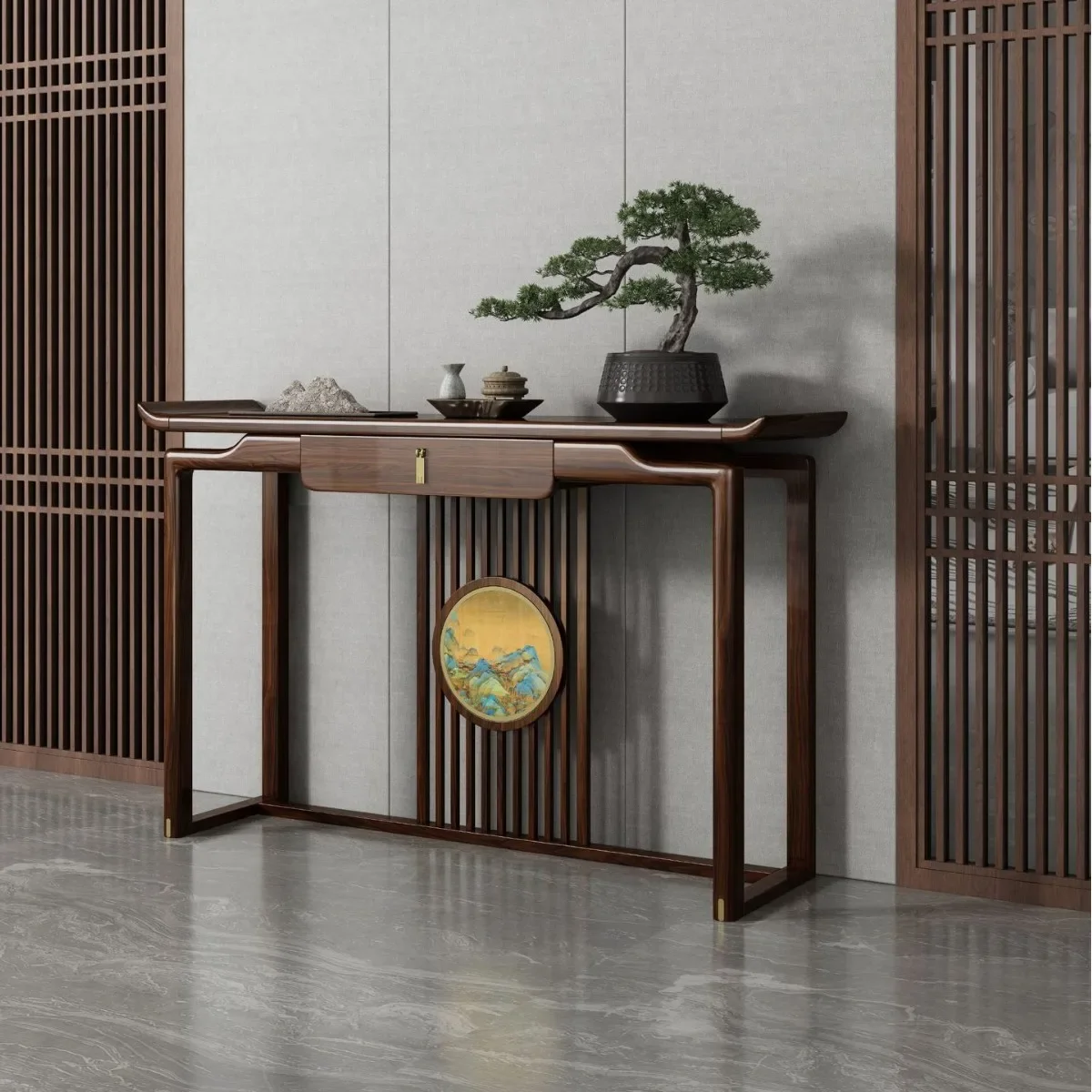 DSA New Chinese Ebony Entrance Table Simple Entry Bill Ornament Entrance Cabinet Supply Table Solid Wood