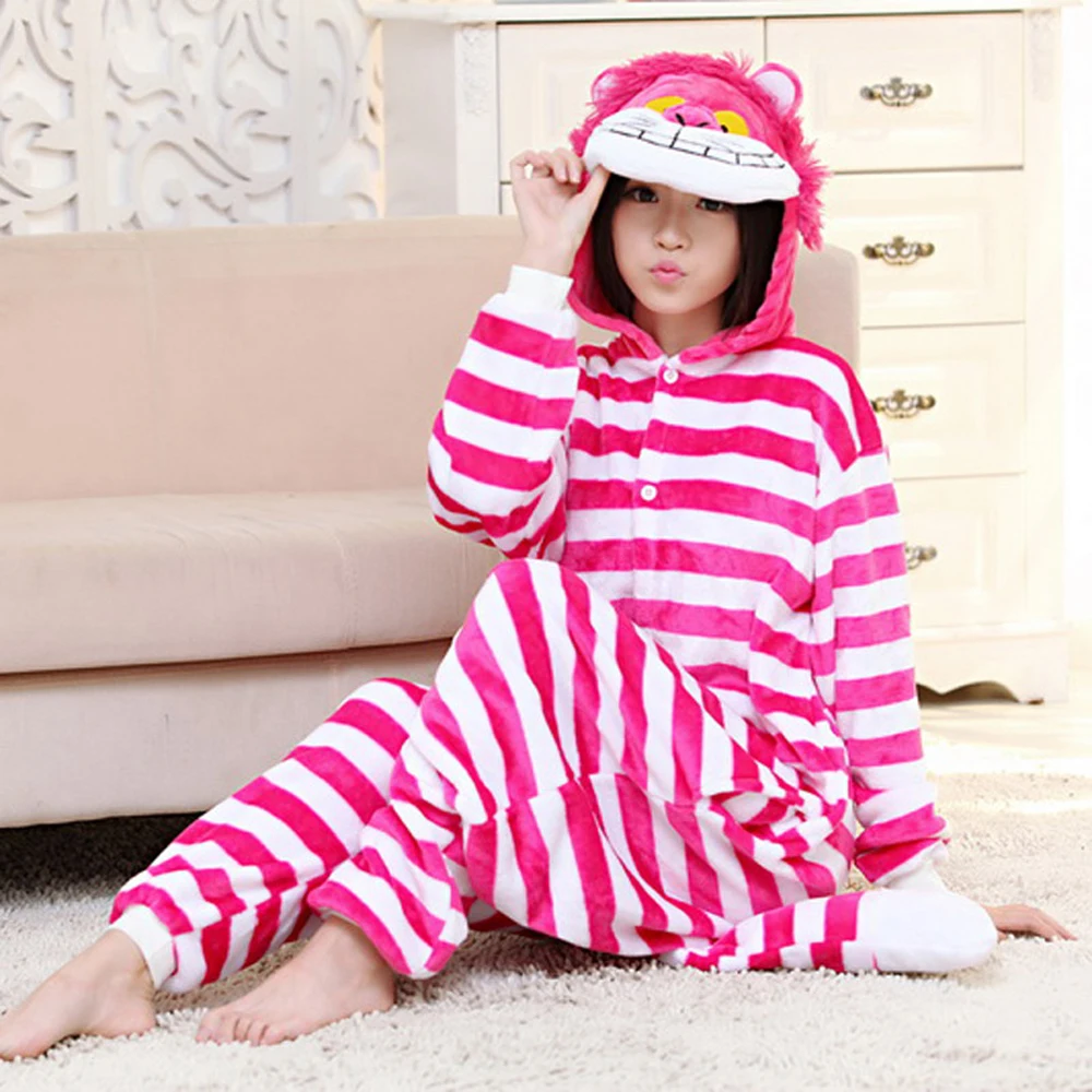 Winter-Schlafanzug für Erwachsene, Cartoon-Cheshire-Katzen-Onesies, Unisex-Pyjamas, Cosplay-Kostüme für Halloween, Purim, Karneval, Geburtstagsfeier