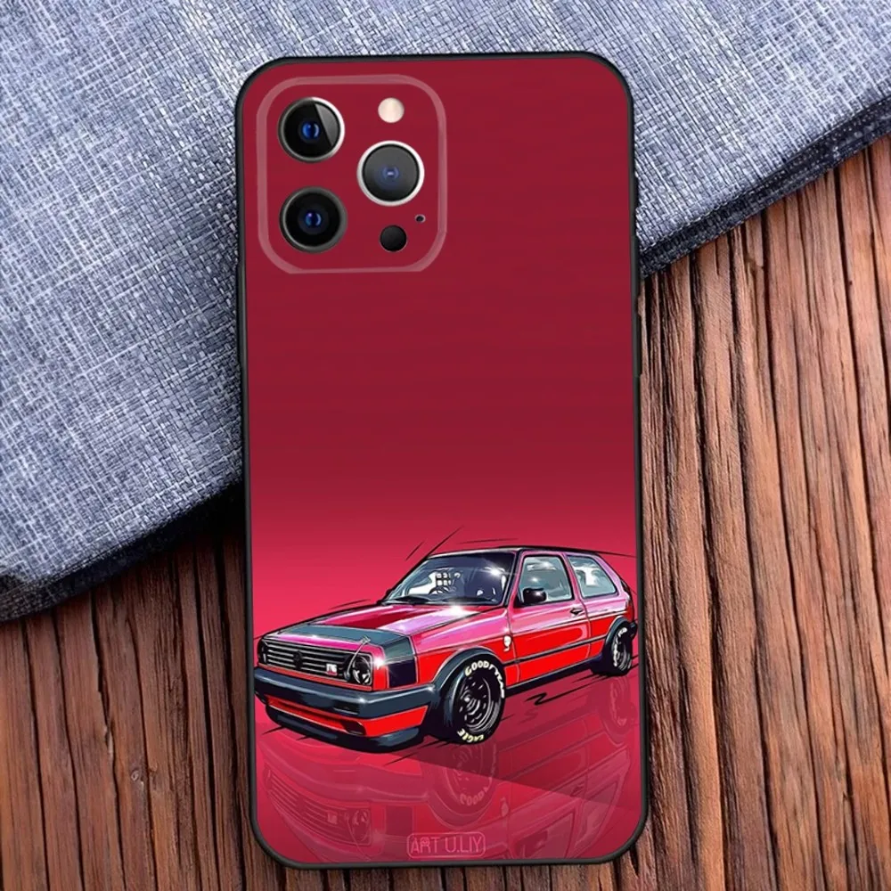 Golf MK1 GTI Car V-VolkswagenES Phone Case For iPhone 16,15,14,13,12,11,Pro,X,XS,Max,XR,Plus,Mini Soft Black Cover