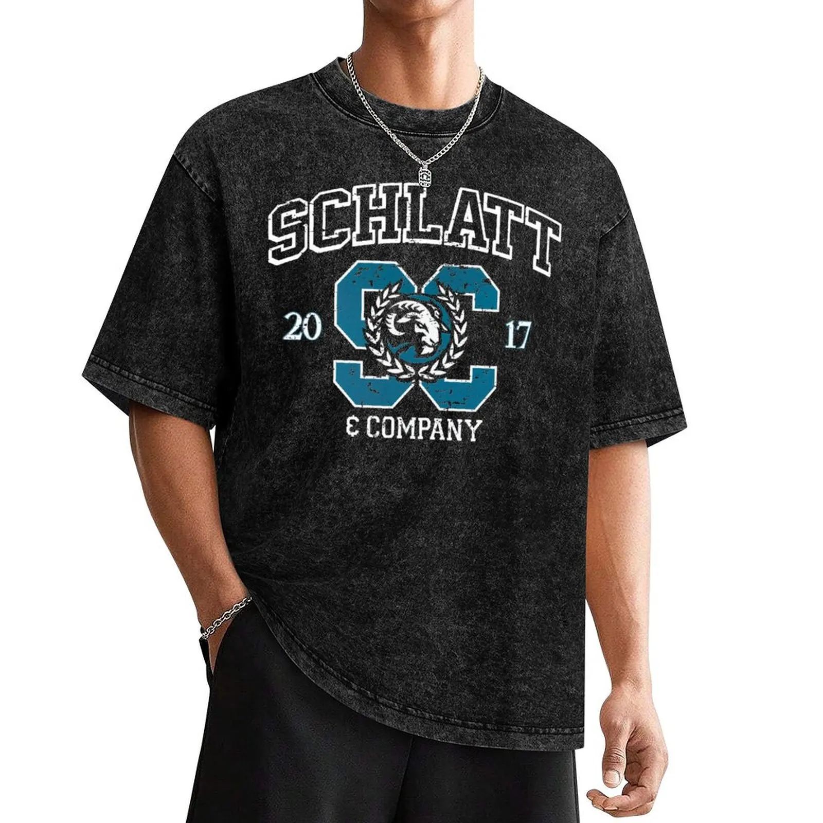 

Schlatt & Co. Collegiate T-Shirt graphic tee shirt boys whites oversized men workout shirt