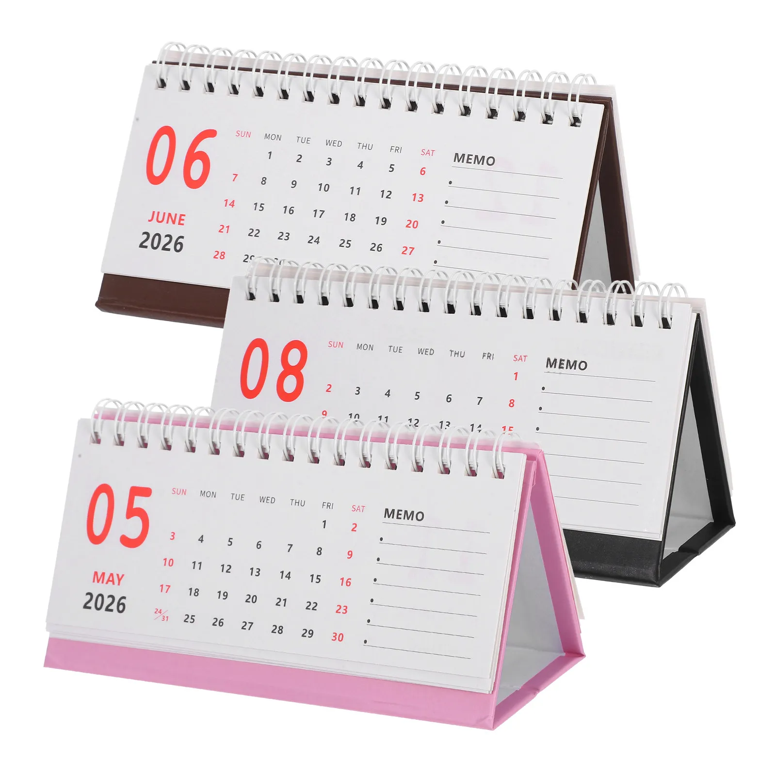 

3Pcs Small Mini Desk Calendar Cute Desktop Planner with Sturdy Coil Binding for Efficient Task Tracking and Desk Decoration 2026
