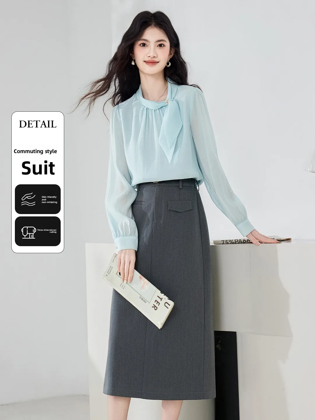

Spring 2026 Commute Sle Set Women's Faion Semi-Formal irt And Skirt Two-Piece Suit Breathable Comfortable Medium Thin