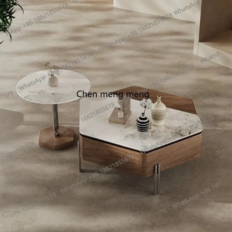 

Square coffee table, light luxury living room household retractable belt storage size coffee table combination