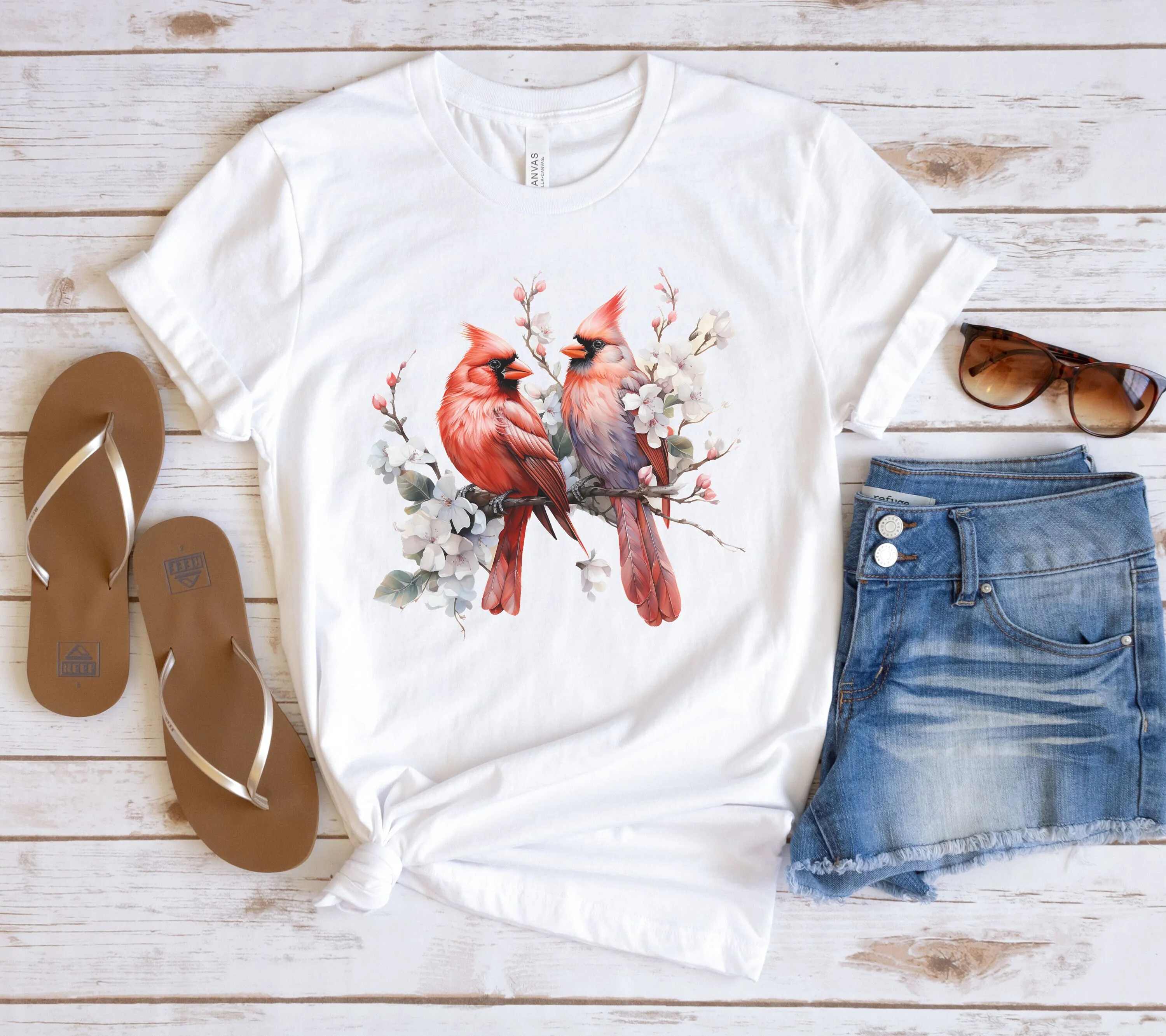 Cardinal Bird T Shirt Dogwood