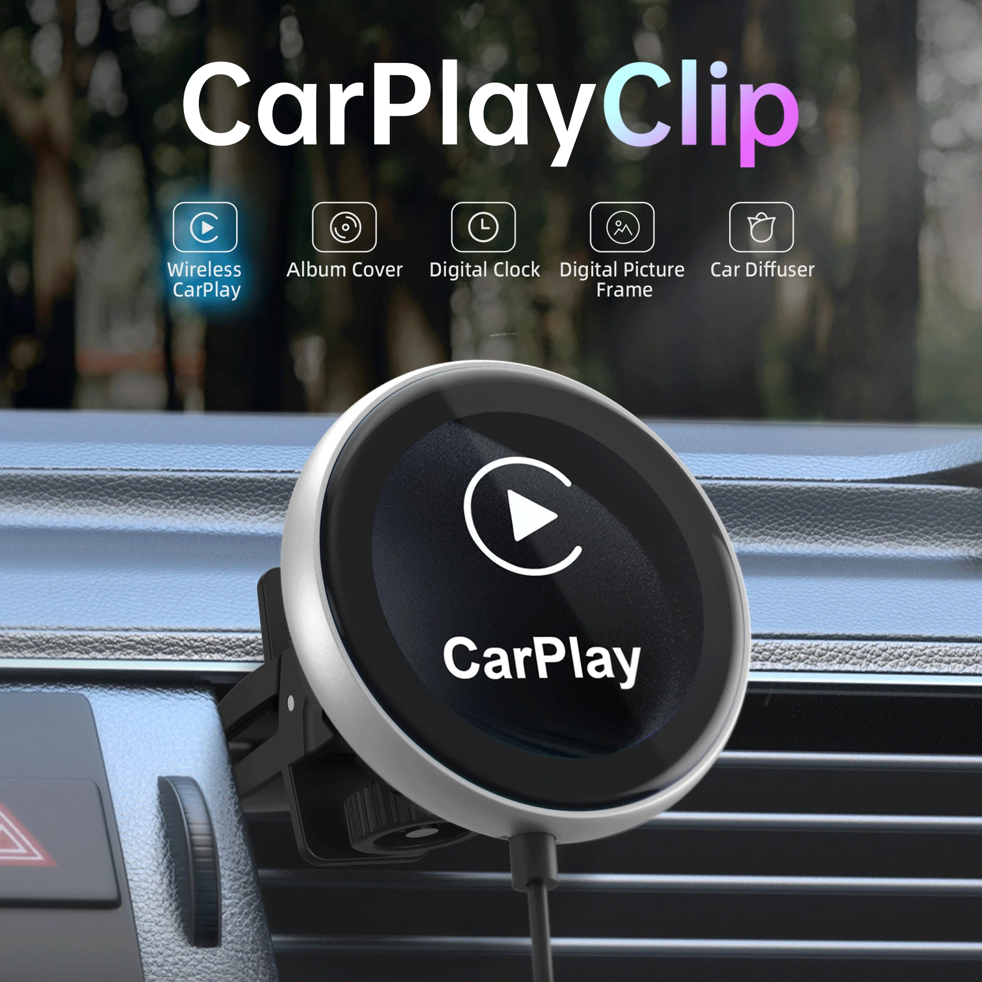 Ottocast CarPlay Clip Wireless  Auto Adapter with Digital Screen Car Dilfuser Car Accessories for Toyota Ford VW Benz Kia  Honda