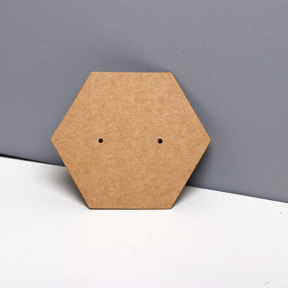 50PCS 6X7CM Blank White Black Brown Hexagonal Cardboard For Stud Earrings Jewelry Display Cards Small Business Packaging Supply