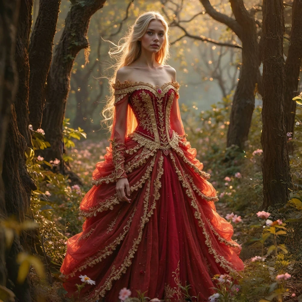 Vintgae レッドゴールドのウェディングドレス歴史中世コルセットブライダルドレスゴールデンレースアップリケシャーリング Vestidods カスタマイズ