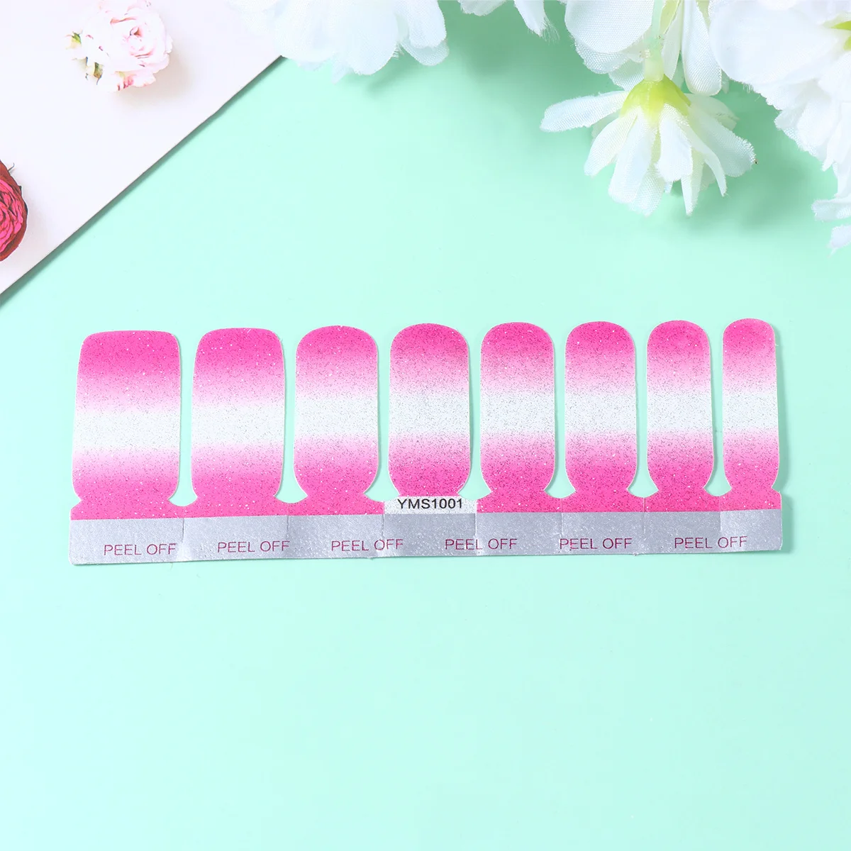 48Pcs Gradual Shade Nail Stickers Unique Art DIY Christmas Halloween Party Safe Material Pink Nail Sticker Fake Nails