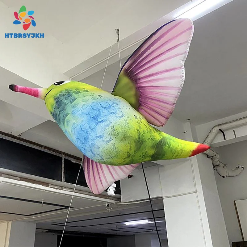 

Гигантский надувной реалистичный попугай/птица с белыми светодиодными фонарями, подвесное украшение в виде животного для реквизита, вечеринки, реклама