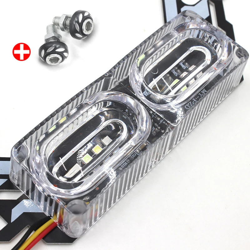Lampu Stop rem LED motor Universal, lampu plat nomor berkedip RGB warna-warni untuk lampu sein peringatan belakang