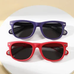 Fashion Square Children Sunglasses Baby Sunshade Silicone TPEE Frame Glasses Girl Boy Outdoors Polarized Shades UV400 3-12 Years