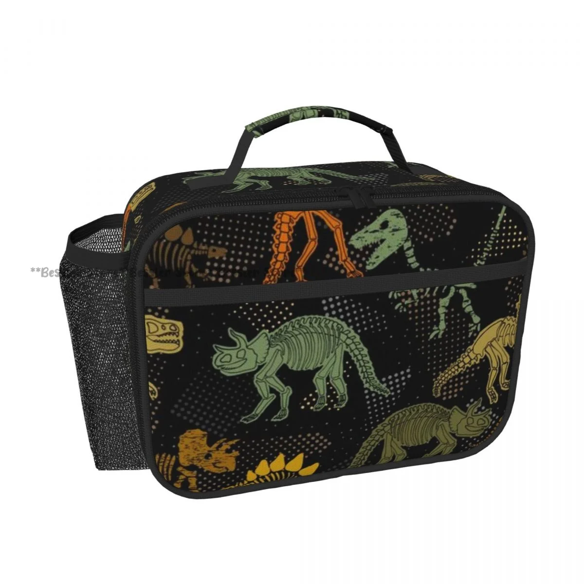 Dinosaur Skeleton Tote Lunch Bag Insulated Cooler Bag Easy Clean Food Handbag for Daily Travel Picnic