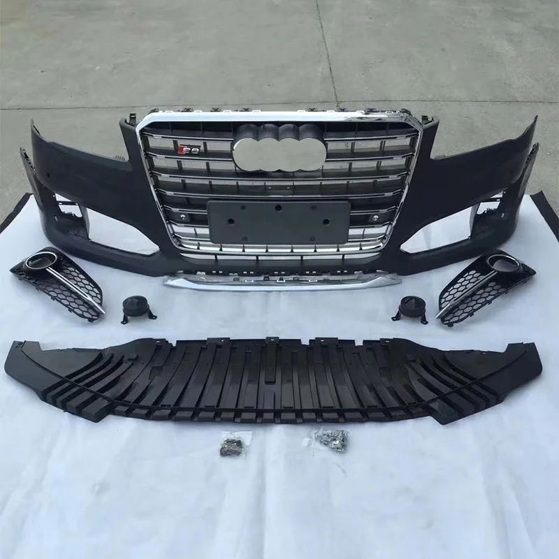 Car bodikits accessories Auto S8 style Front Bumper With grill For A8 BodyKit for PP Material 2015 2016 2017