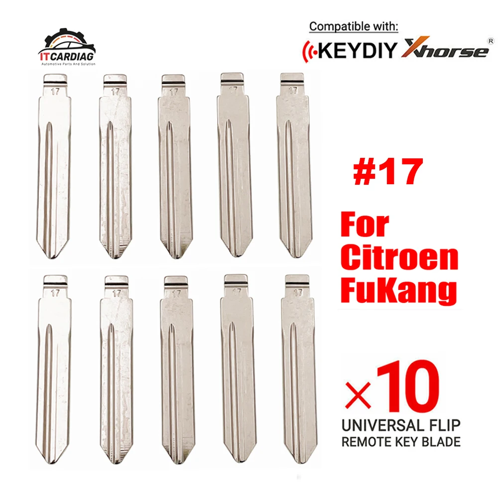 10Pcs #17 Replacement Blank Flip Remote Car Key Blade For Citroen for FuKang Elysee Picasso Remote Key