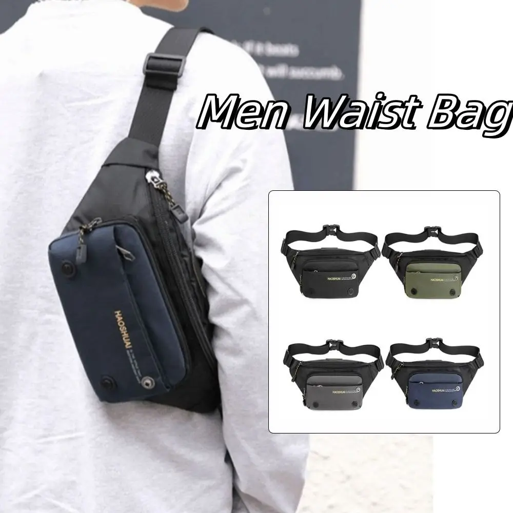 

Versatile Nylon Men Waist Bag Multi-pocket Multi-functional Sports Fanny Pack Wear Resistant Adjustable Strap Chest Bag Cycling