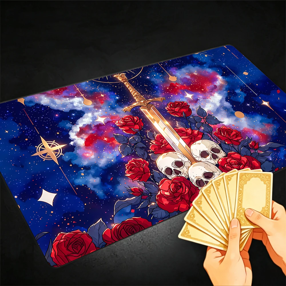 Gothic Magic Sword TCG Playmat Magic Playmat with Stitched Edge Anti-slip base 60X35cm Gathering Gaming Mat Trading Card Game