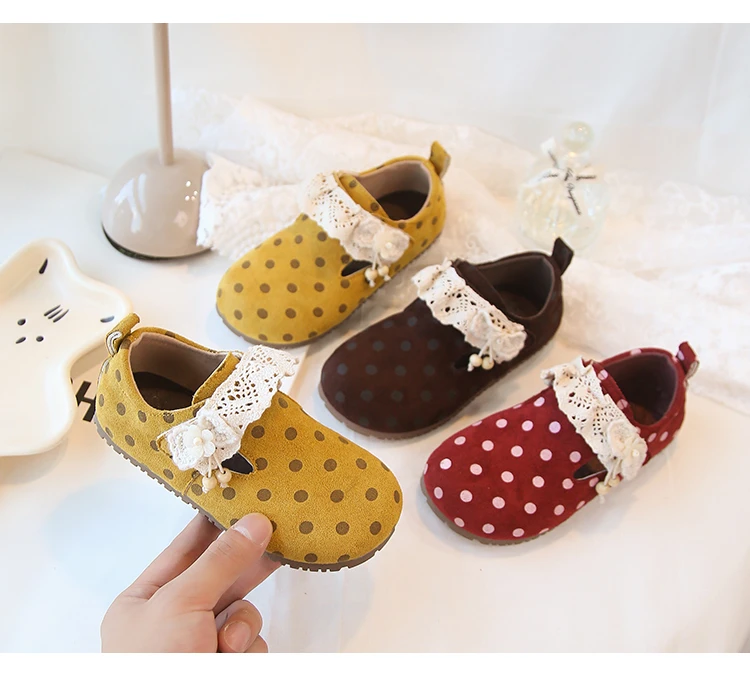 Mädchen Flache Schuhe Niedliche Polka Dots Süße Spitze Kinder Lederschuhe Runde Zehen 2026 Brandneue Kinder Prinzessinnen-Schuhe Weiche Sohle – Detail 7