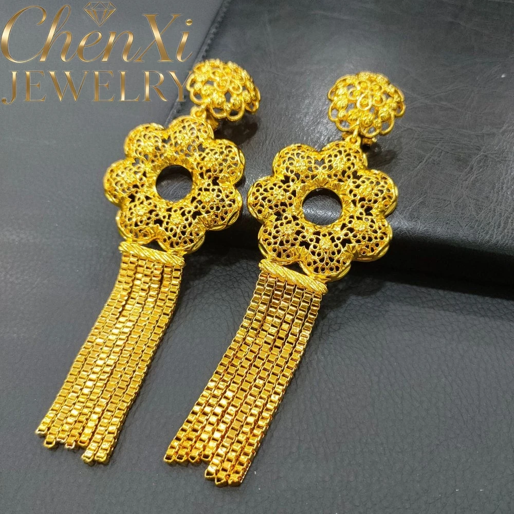 brincos-de-flor-vazada-com-borla-em-ouro-aluvial-amuletos-elegantes-peca-destaque-lembranca-de-alta-qualidade-luxo-requintado-presente-jovem