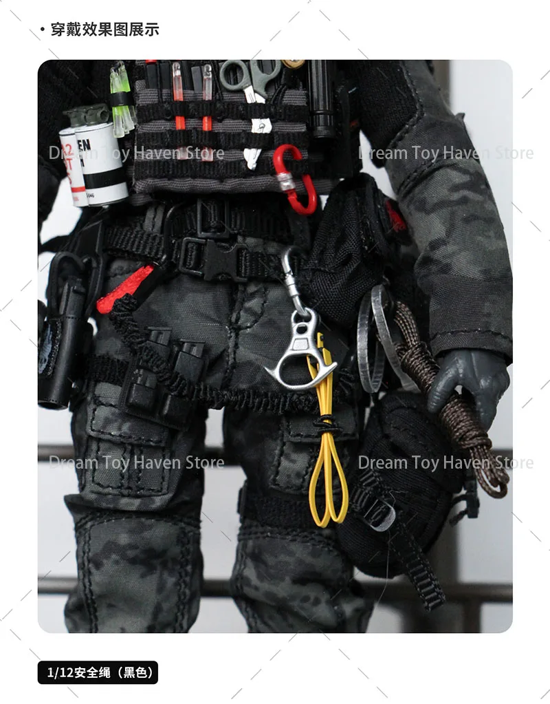 1/12 مقياس الجندي التكتيكية حبل حلقة تسلق نموذج المعدات العسكرية على ظهره ملحق Diy بها بنفسك 6 بوصة عمل الشكل الدمى #2