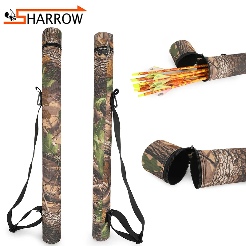 1pc Arrow Quiver Camo Arrow Case PVC Tube Adjustable Shoulder High Capacity Arrow Pouch for Archery Wild Hunting Shooting Target