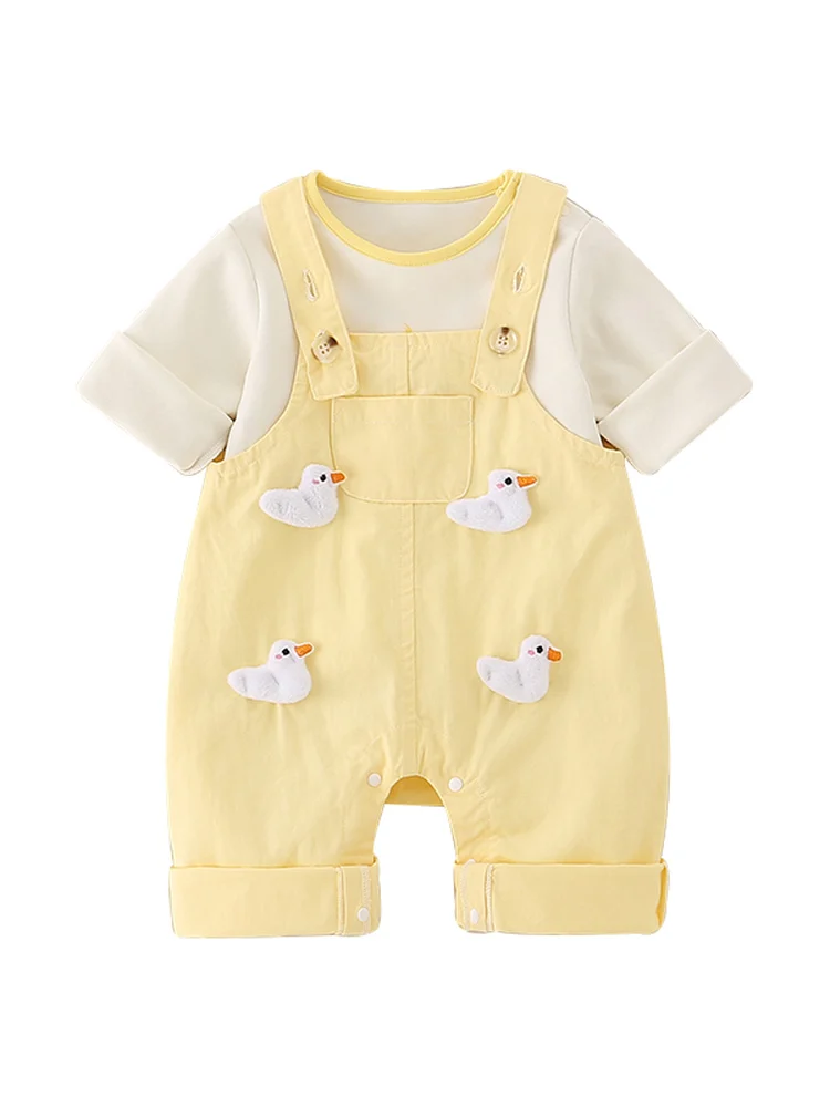 Conjunto de Ropa para Bebé, Otoño, Nuevo, Diseño de Dibujos Animados, Amarillo, Traje de Bebé, Conjunto de Ropa para Niñas y Niños