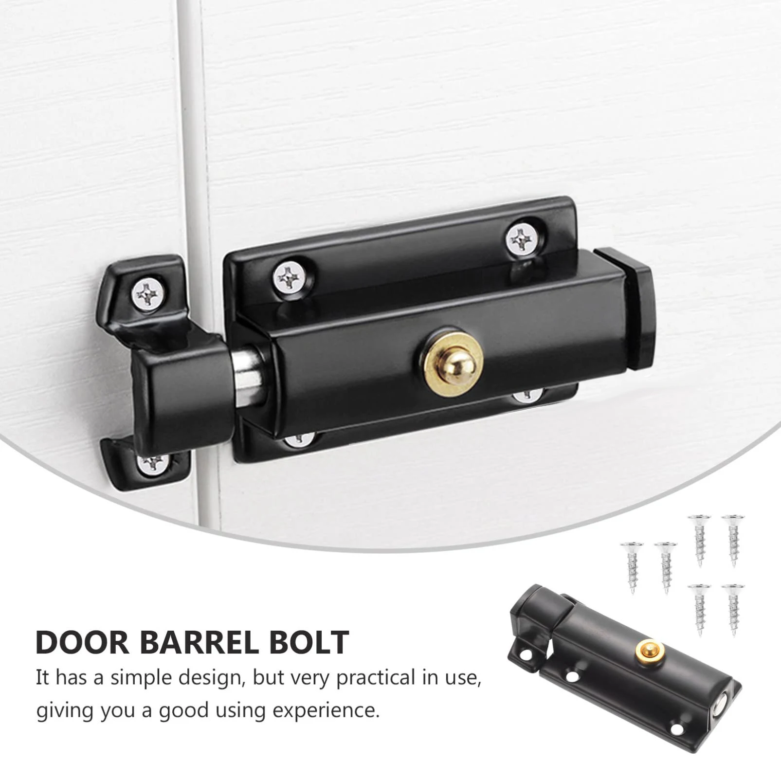 مزالج البوابة من الفولاذ المقاوم للصدأ، قفل منزلق زنبركي أوتوماتيكي، قفل منزلق أسود، مسمار برميل مع براغي، مزلاج أمان بوابة النافذة