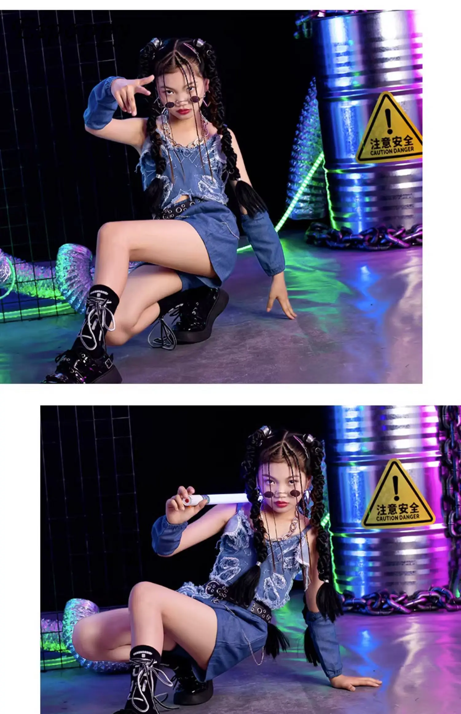 بدلة رقص الجاز للأطفال ، ملابس أداء الهيب هوب ، زي الفتاة الرائعة ، الموضة