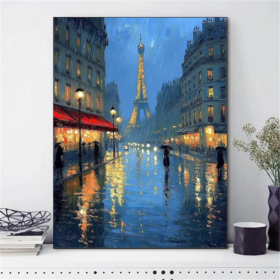 5D Paris Landscape Diamond Painting Kits Eiffel Tower Scenery Diamond Art DIY Full Round Drill Painting with Diamonds