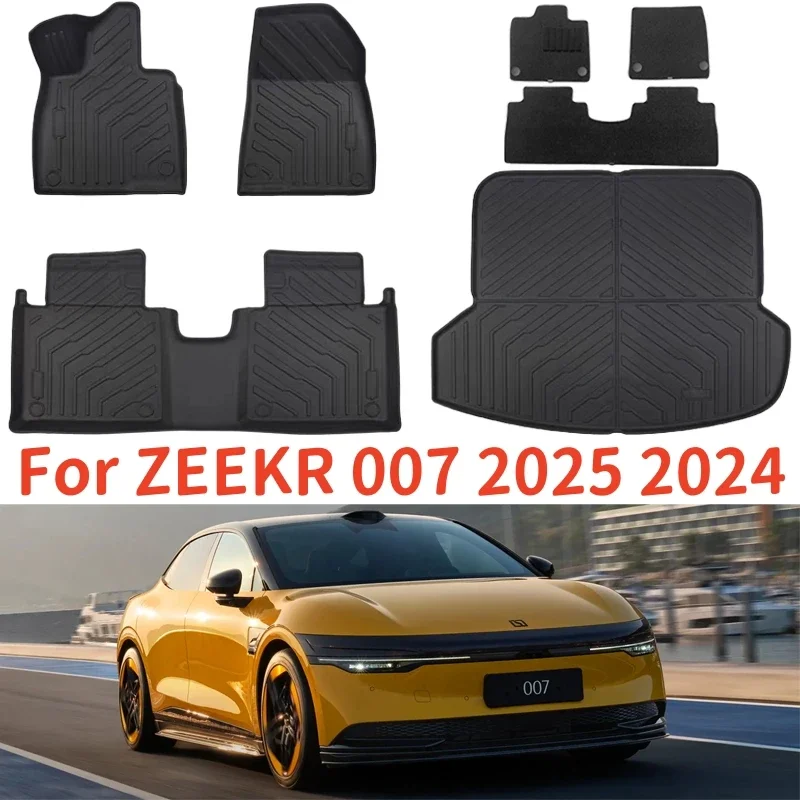 

For ZEEKR 007 2025 2024 TPE Floor Mats & Cargo Liners, All Weather Protection Anti-Slip Double-Layers and Trunk Mats