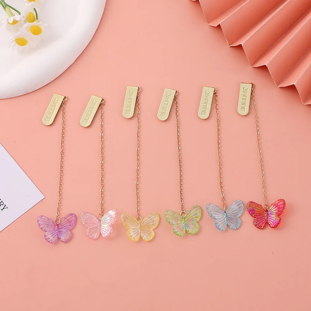 3pcs Acrylic laser butterfly bookmark, colorful creative design book reading holder