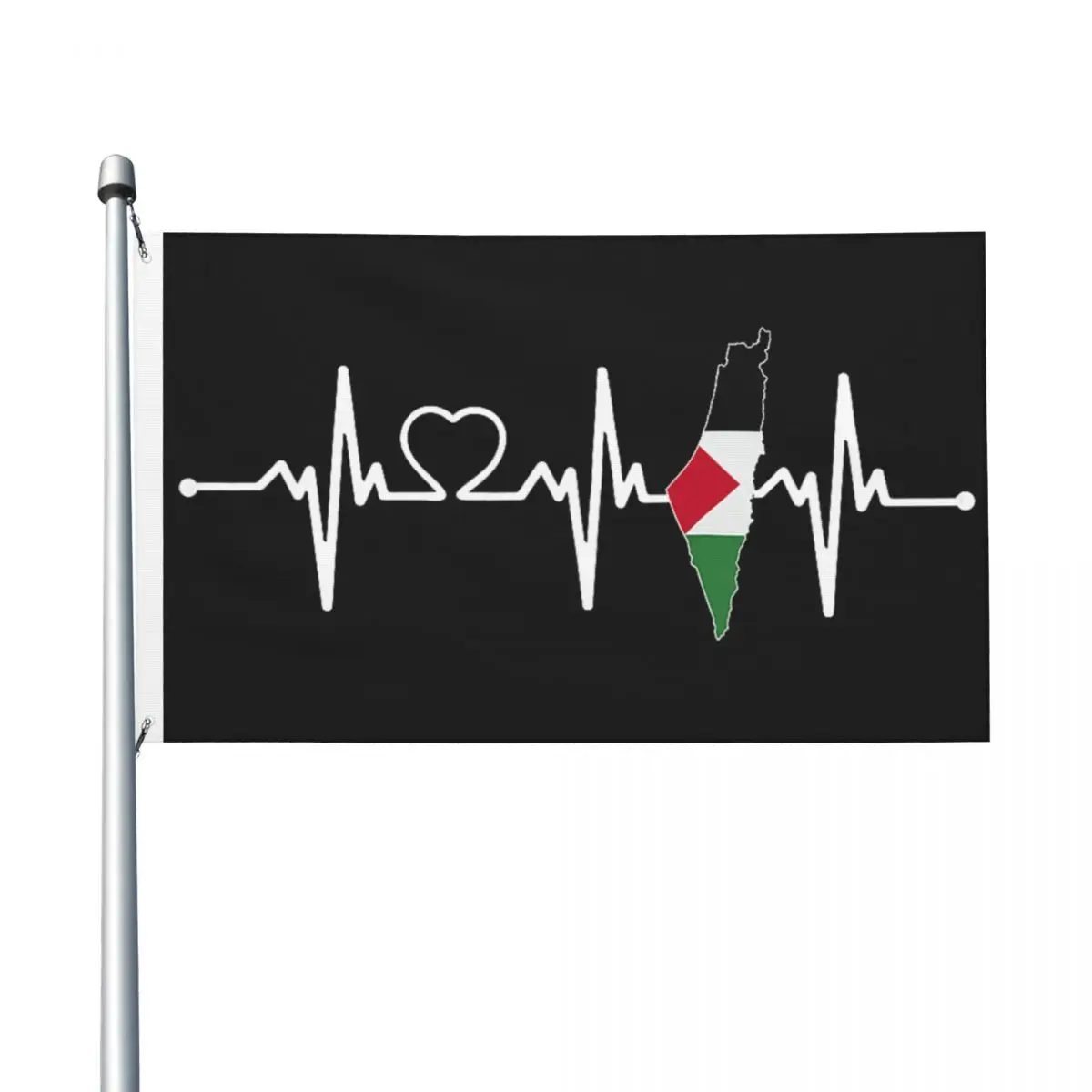 Palestine Heartbeat Palestinian-Flag Of Palestine Flag Polyester Hanging Banner For Home Decoration 90X150cm Fashion Flags