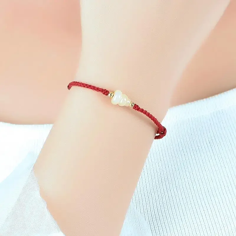 اليد مضفر الأحمر محظوظ أساور للأزواج تقليد اليشم كالاباش الزنجفر الخرز سوار حسن الحظ أساور هدية السنة الجديدة