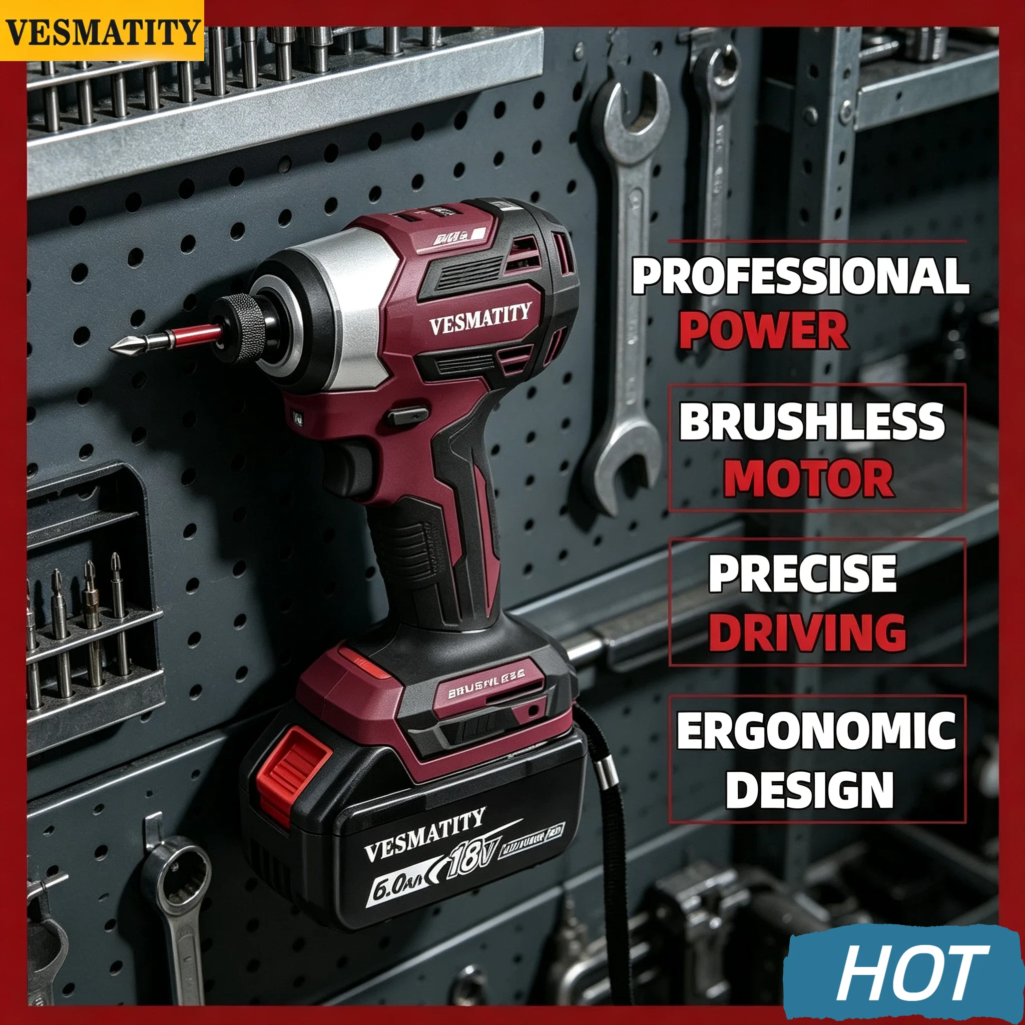 Vesmatity DTD173 Brushless 1800RPM Impact Driver 180Nm T-Mode Cordless Heavy Duty Drill 18V 20V Battery Max Unit HD Pro
